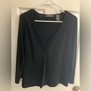 Liz Claiborne Black 3/4 Sleeve Wrap Blouse